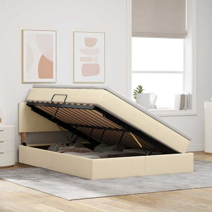 Letto con contenitore LED e materasso Crema 140 x 190 cm
