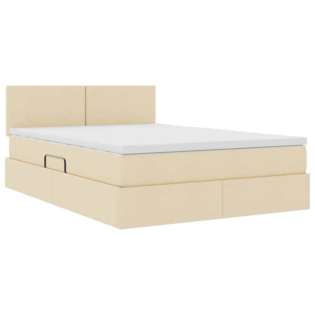 Letto con contenitore LED e materasso Crema 140 x 190 cm