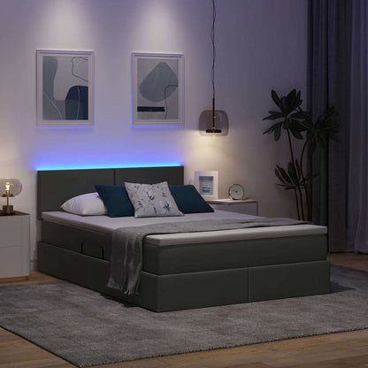 Letto con contenitore e LED Grigio scuro 140 x 200 cm