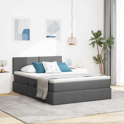 Letto con contenitore e LED Grigio scuro 140 x 200 cm