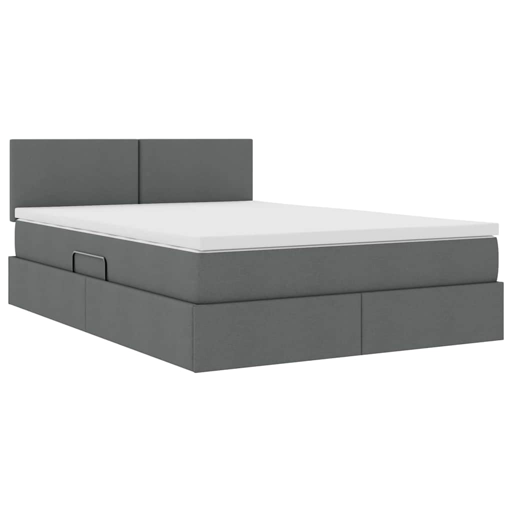 Letto con contenitore e LED Grigio scuro 140 x 200 cm Tessuto | homemem39