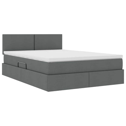 Letto con contenitore e LED Grigio scuro 140 x 200 cm