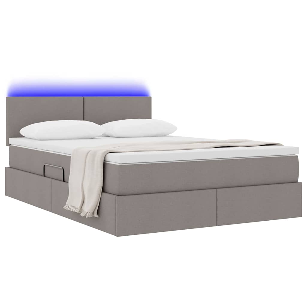 Letto con contenitore LED e materasso Tortora 140 x 200 cm