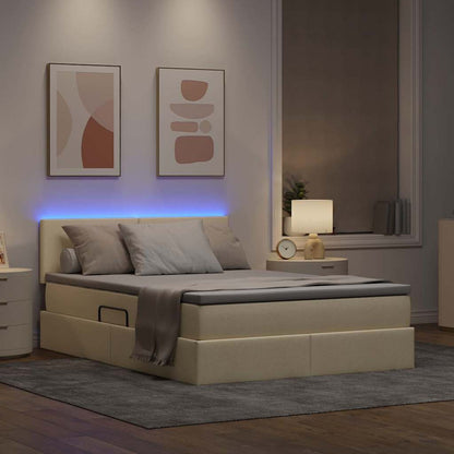 Letto con contenitore LED e materasso Crema 140 x 200 cm