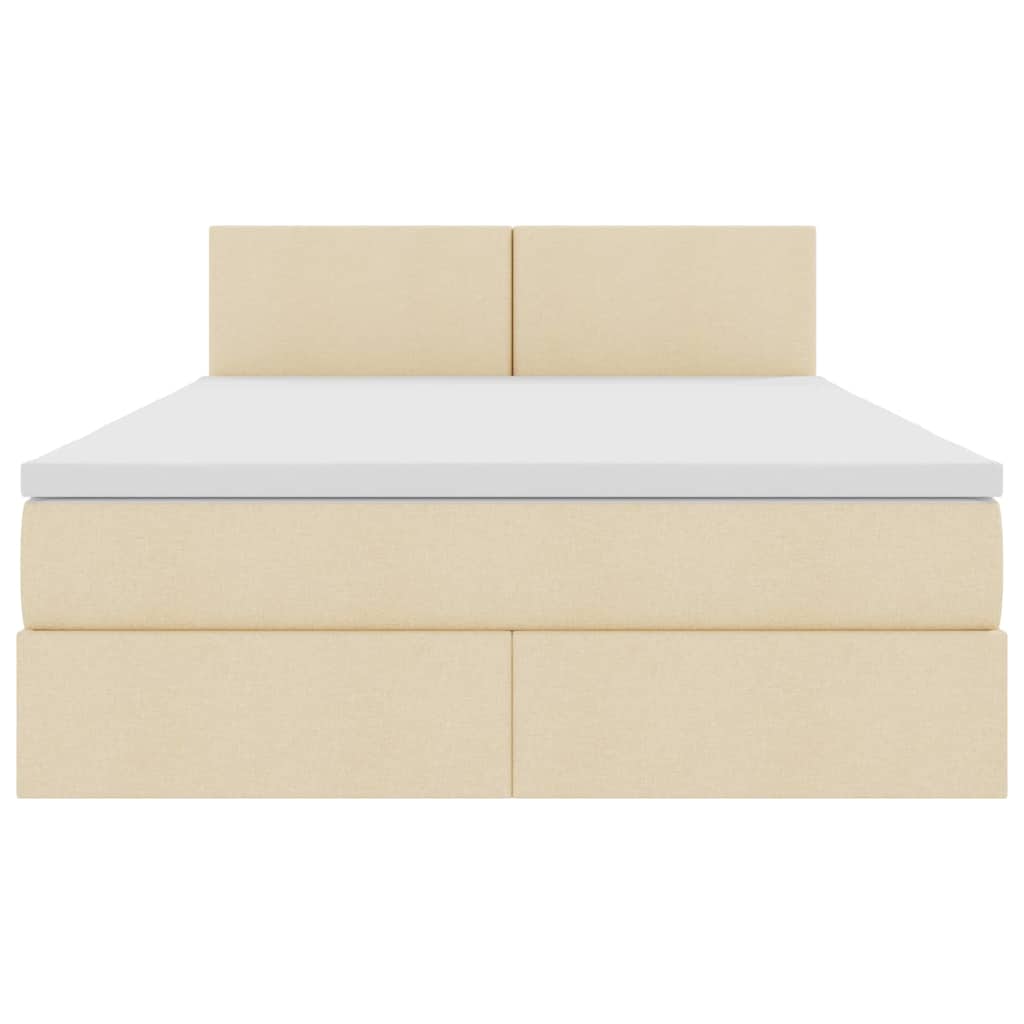 Letto con contenitore e LED con led Crema 140 x 200 cm Tessuto | homemem39