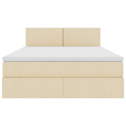 Letto con contenitore e LED Crema 140 x 200 cm Poliestere