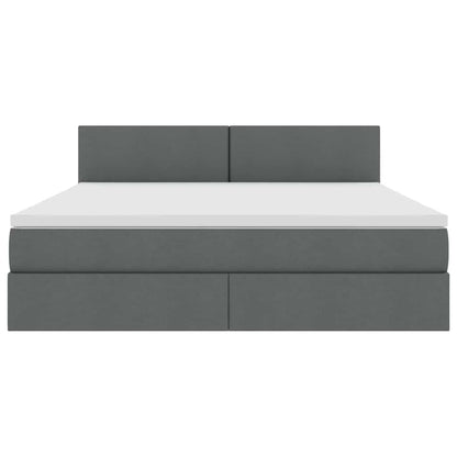 Letto con contenitore e LED Grigio scuro 160 x 200 cm Tessuto | homemem39