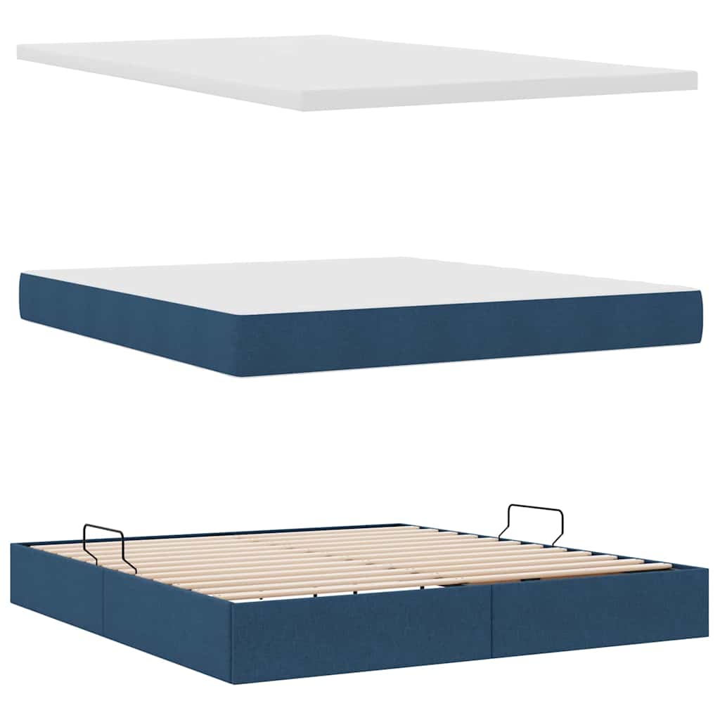 Letto con contenitore e LED con led Blu 160 x 200 cm Tessuto | homemem39