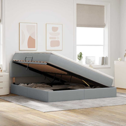 Letto con contenitore e LED Grigio chiaro 180 x 200 cm