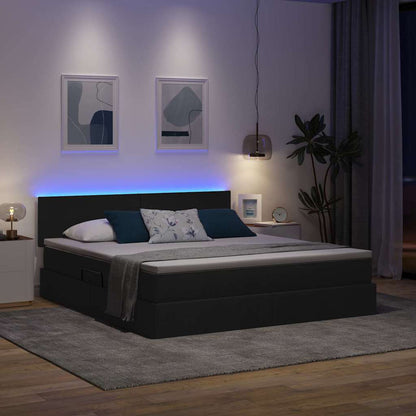 Letto con contenitore e LED Nero 180 x 200 cm Poliestere