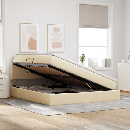 Letto con contenitore e LED Crema 180 x 200 cm Poliestere