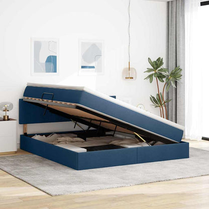 Letto con contenitore e LED con led Blu 180 x 200 cm Tessuto | homemem39