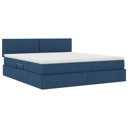 Letto con contenitore e LED Blu 180 x 200 cm Poliestere