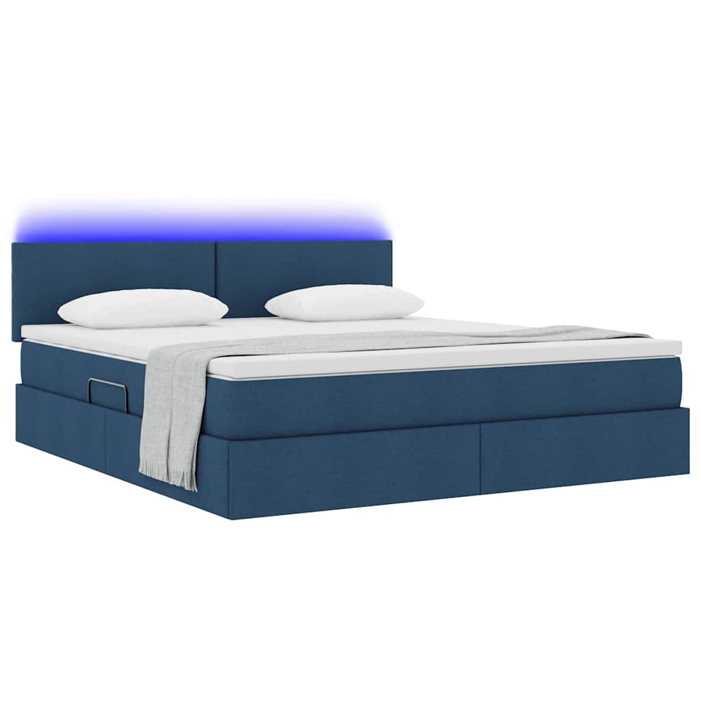 Letto con contenitore e LED con led Blu 180 x 200 cm Tessuto | homemem39