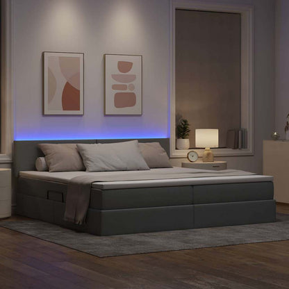 Letto con contenitore LED e materasso Grigio Chiaro