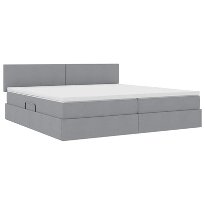 Letto con contenitore e LED Grigio chiaro 200 x 200 cm