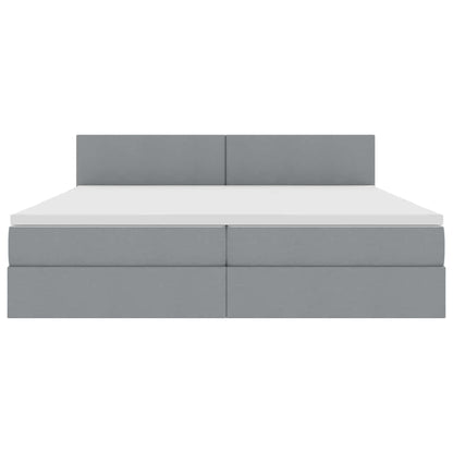 Letto con contenitore e LED Grigio chiaro 200 x 200 cm Tessuto | homemem39