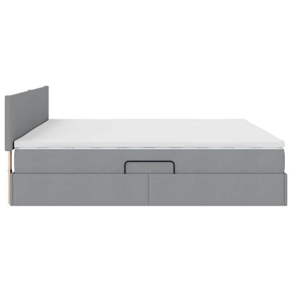 Letto con contenitore LED e materasso Grigio Chiaro