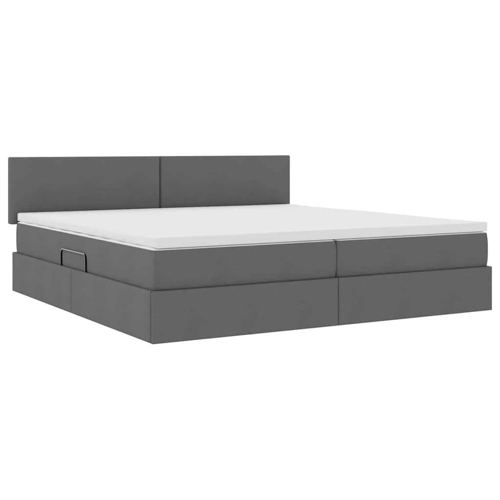 Letto con contenitore e LED Grigio scuro 200 x 200 cm Tessuto | homemem39