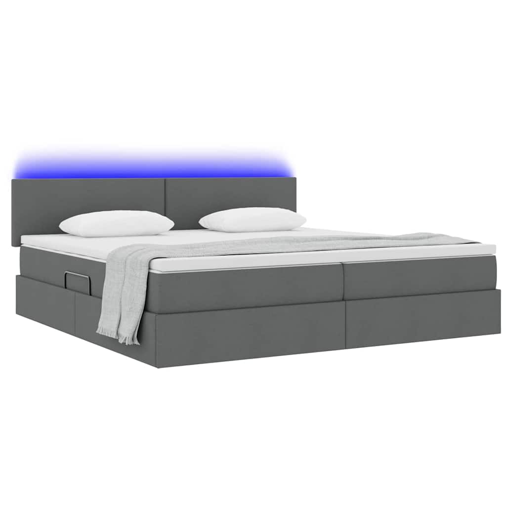 Letto con contenitore e LED Grigio scuro 200 x 200 cm Tessuto | homemem39