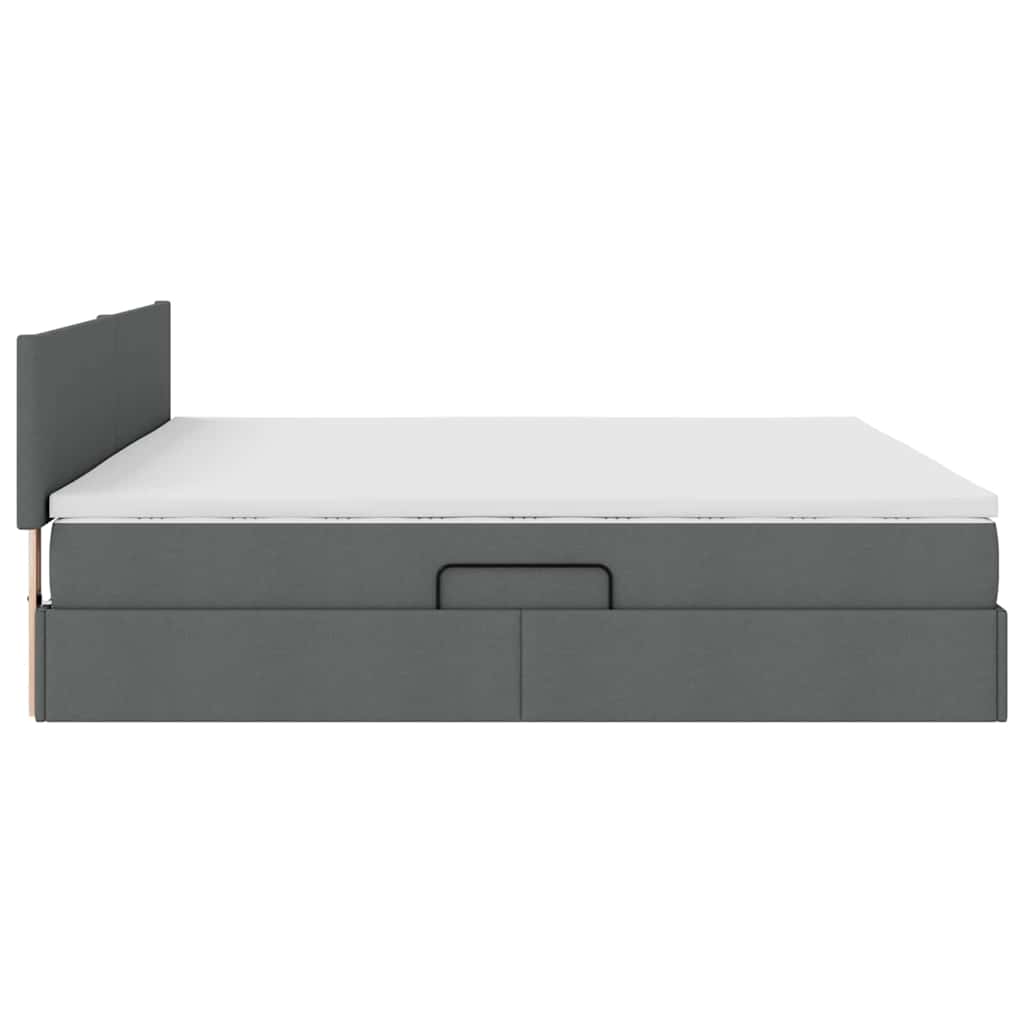 Letto con contenitore e LED Grigio scuro 200 x 200 cm Tessuto | homemem39