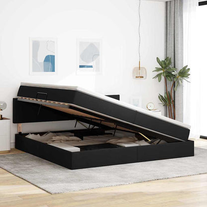 Letto con contenitore e LED Nero 200 x 200 cm Poliestere