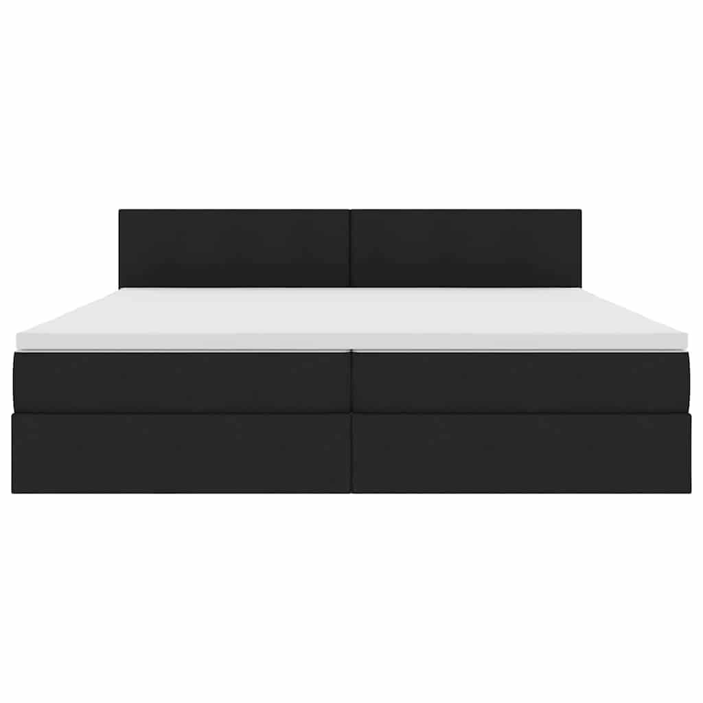 Letto con contenitore LED e materasso Nero 200 x 200 cm Tessuto