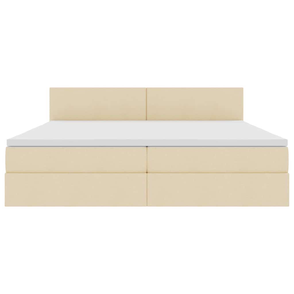 Letto con contenitore e LED con led Crema 200 x 200 cm Tessuto | homemem39