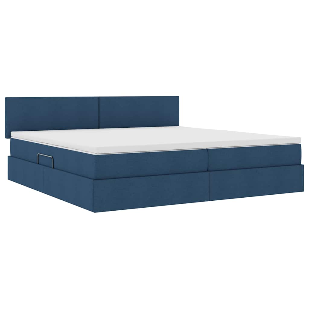 Letto con contenitore e LED con led Blu 200 x 200 cm Tessuto | homemem39