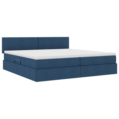 Letto con contenitore e LED con led Blu 200 x 200 cm Tessuto | homemem39