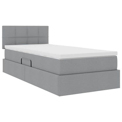 Letto con contenitore e LED Grigio chiaro 90 x 190 cm Tessuto | homemem39
