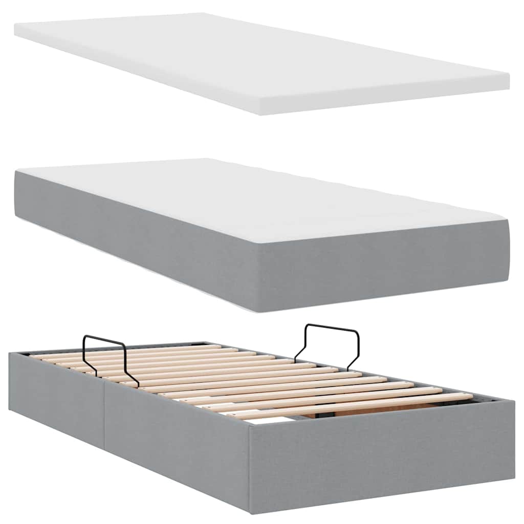 Letto con contenitore e LED Grigio chiaro 90 x 190 cm Tessuto | homemem39