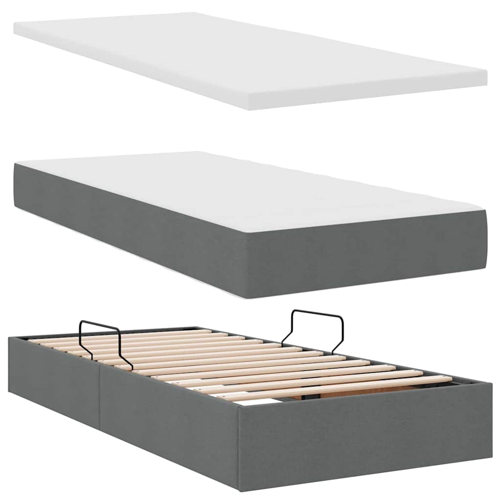 Letto con contenitore e LED Grigio scuro 90 x 190 cm Tessuto | homemem39