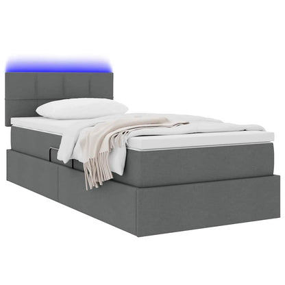 Letto con contenitore e LED Grigio scuro 90 x 190 cm Tessuto | homemem39