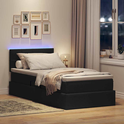 Letto con contenitore e LED con led Nero 90 x 190 cm Tessuto | homemem39
