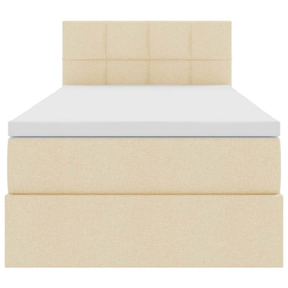 Letto con contenitore e LED con led Crema 90 x 190 cm Tessuto | homemem39