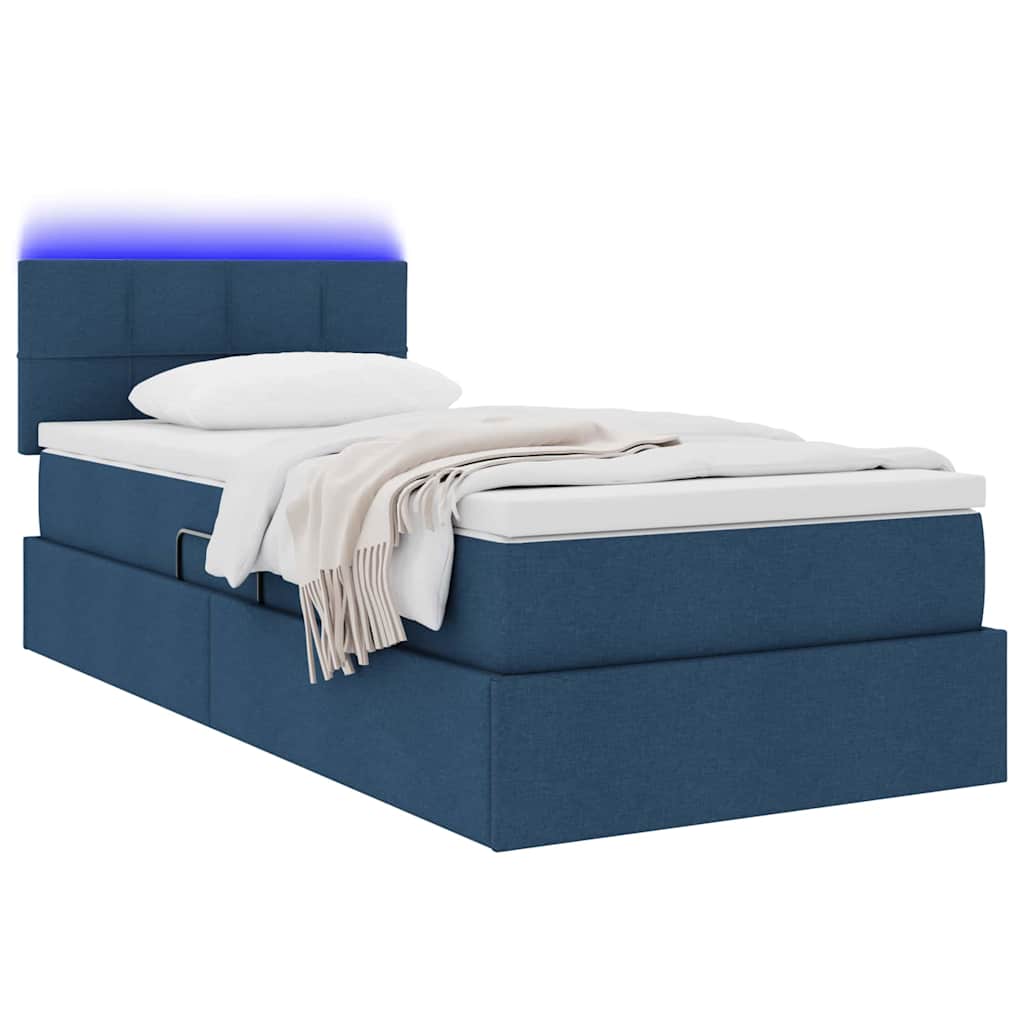 Letto con contenitore e LED Blu 90 x 190 cm Tessuto | homemem39