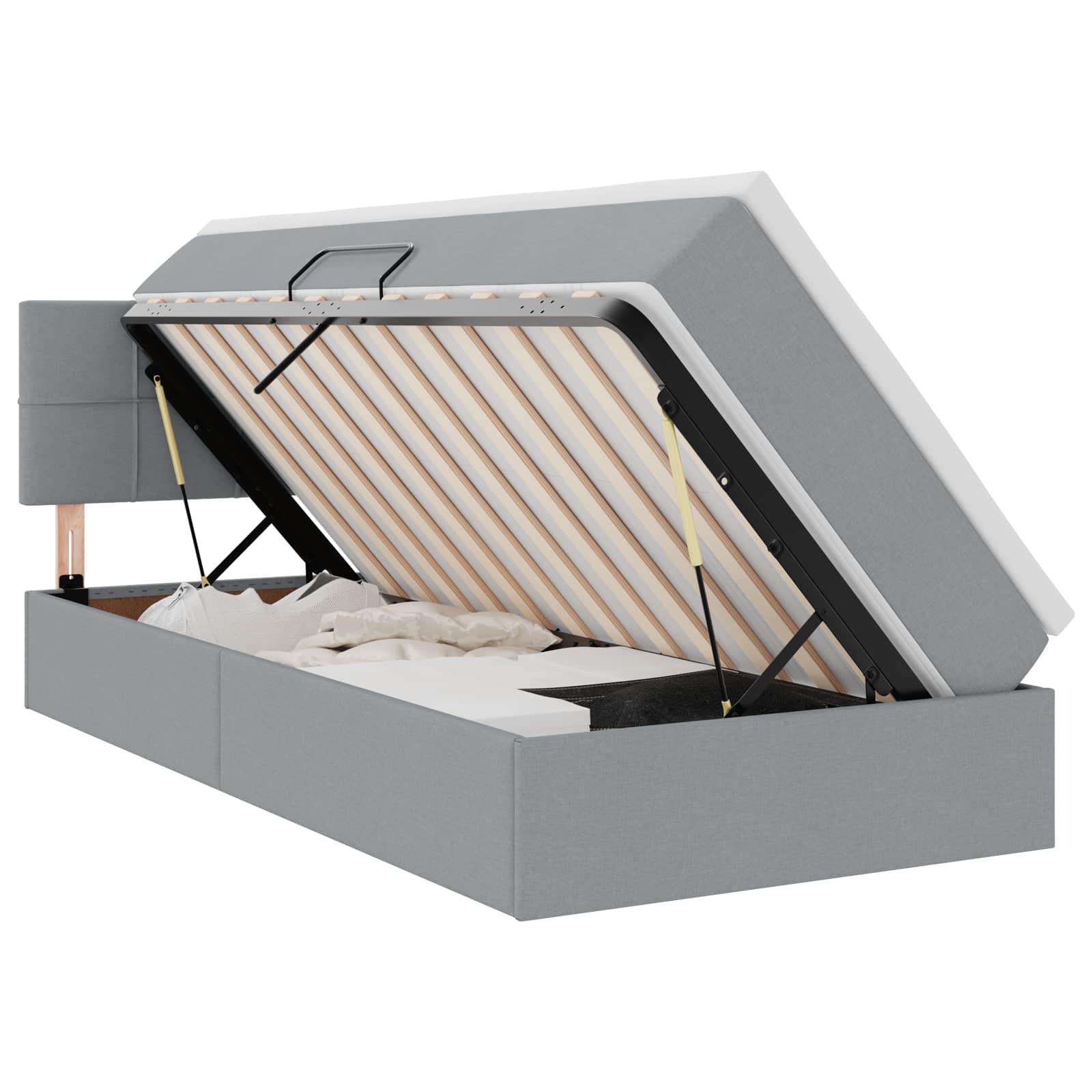 Letto con contenitore e LED Grigio chiaro 90 x 200 cm Tessuto | homemem39