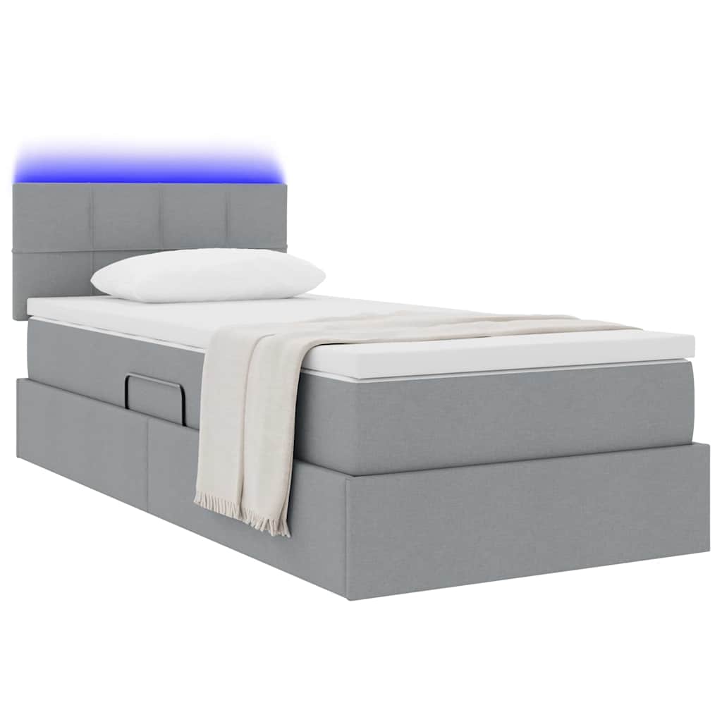 Letto con contenitore e LED Grigio chiaro 90 x 200 cm Tessuto | homemem39