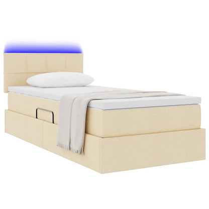 Letto con contenitore LED e materasso Crema 90 x 200 cm Tessuto
