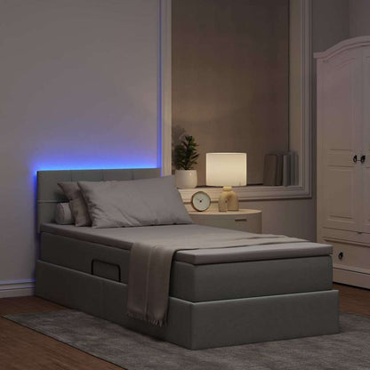 Letto con contenitore LED e materasso Grigio Chiaro