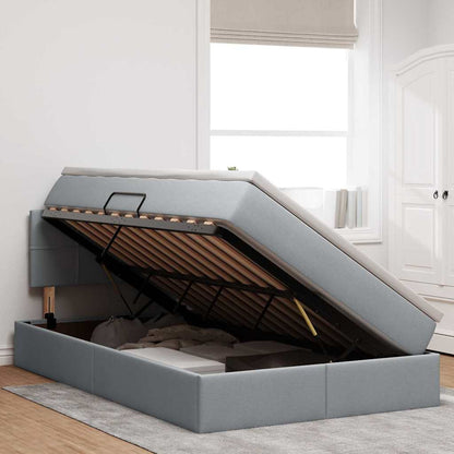 Letto con contenitore e LED Grigio chiaro 120 x 190 cm Tessuto | homemem39