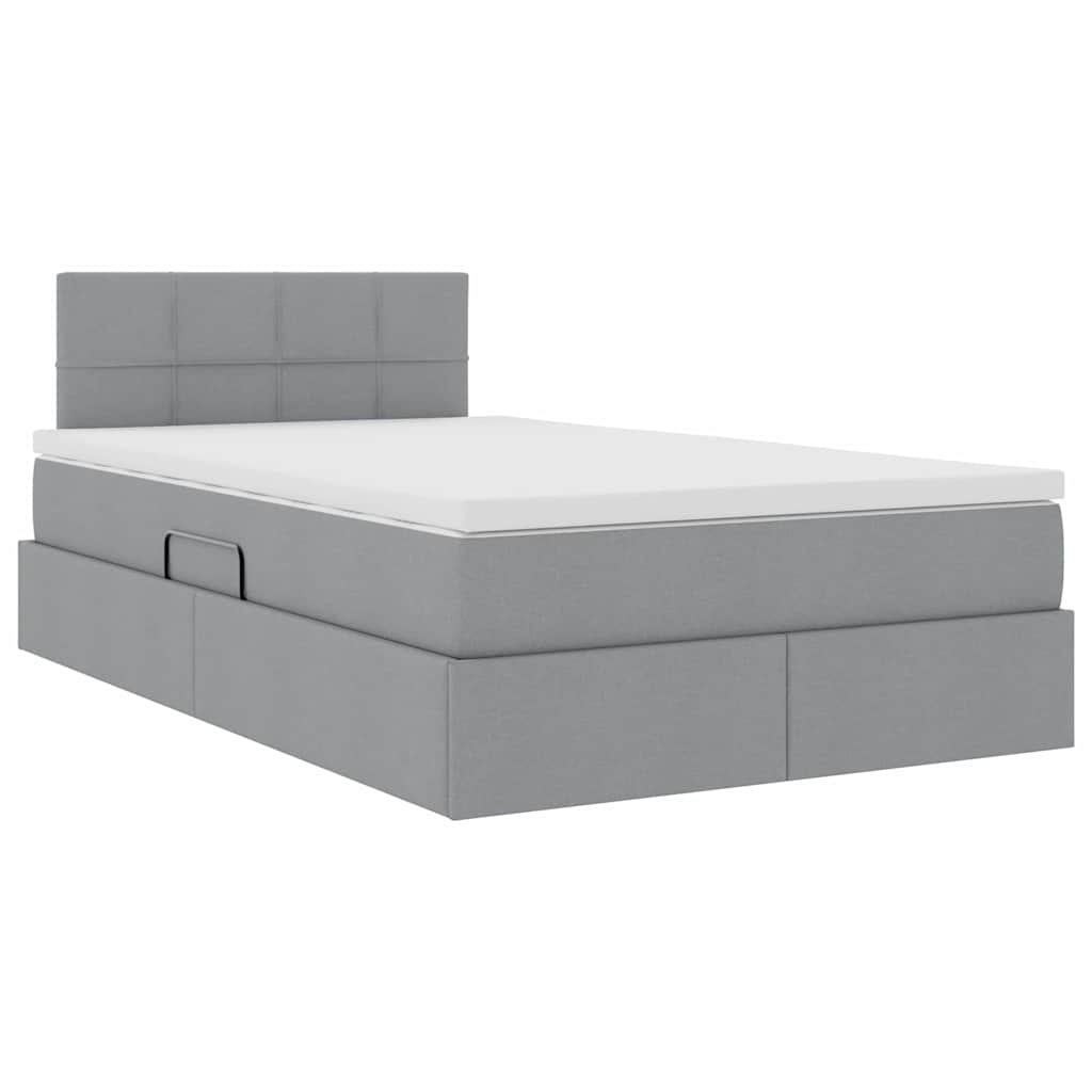 Letto con contenitore e LED Grigio chiaro 120 x 190 cm Tessuto | homemem39