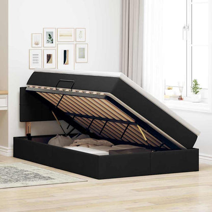 Letto con contenitore e LED con led Nero 120 x 190 cm Tessuto | homemem39