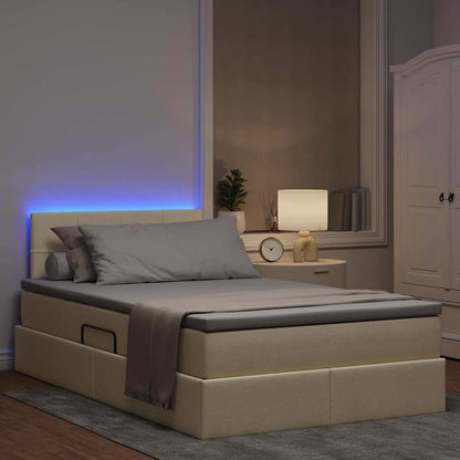 Letto con contenitore e LED con led Crema 120 x 190 cm Tessuto | homemem39