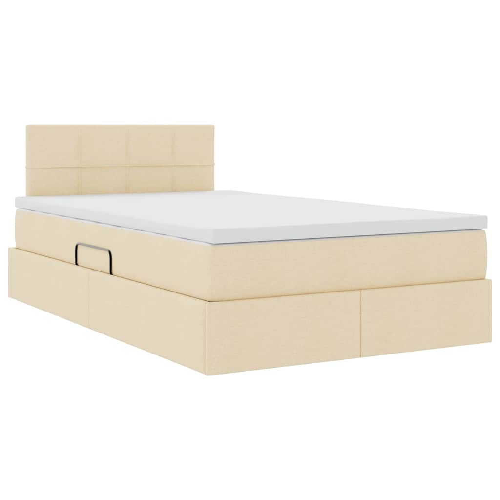 Letto con contenitore e LED con led Crema 120 x 190 cm Tessuto | homemem39