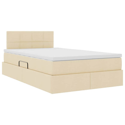 Letto con contenitore e LED con led Crema 120 x 190 cm Tessuto | homemem39
