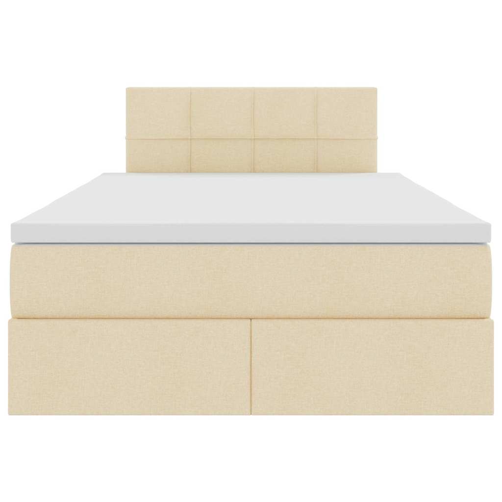 Letto con contenitore e LED con led Crema 120 x 190 cm Tessuto | homemem39