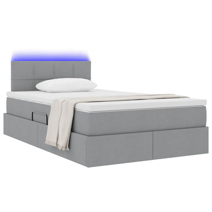 Letto con contenitore e LED Grigio chiaro 120 x 200 cm Tessuto | homemem39