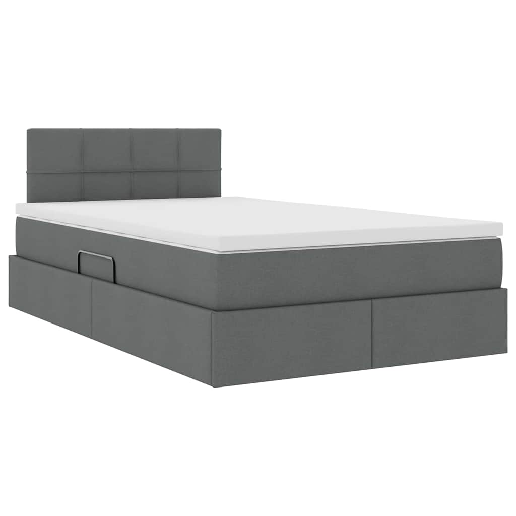 Letto con contenitore e LED Grigio scuro 120 x 200 cm Tessuto | homemem39